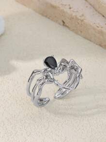 1 Stück gotischer Vintage Spinnenring für Frauen und Männer, silberfarben, öffnender Tierring, Punk Y2K Halloween Schmuckzubehör Geschenk