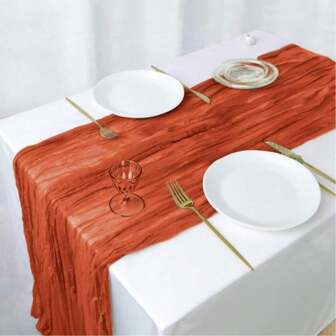 1/2/5/10 Pc Terracotta Cheesecloth Table Runner 10ft Boho Fall Burnt Orange Cheese Cloth Table Runners 120 Inches Rust Thanksgiving Table Decorations For Bridal Shower Decorations, Fall Decorations, Fall Summer Party Supplies,Wedding Decor, Birthday Party, Table Setting,Bridal Shower,Graduation Season Party Supplies,BabyShower,Thanksgiving Day
