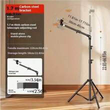 1 pieza El trípode ajustable multifuncional con brazo telescópico cuenta con rotación libre y ajuste de altura de 180 grados. Tiene una estructura robusta, posicionamiento flexible para la creación de contenido y materiales de alta calidad - Adecuado para cocinar, grabar alimentos y transmisión en vivo para vacaciones de verano, viajes, actividades al aire libre, transmisión en vivo, equipo de palo de selfie para grabación estable de Vlogging con alta capacidad de carga