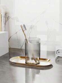 1 件装奢华简约透明漱口杯，高端情侣牙刷杯，适用于家庭、酒店、浴室