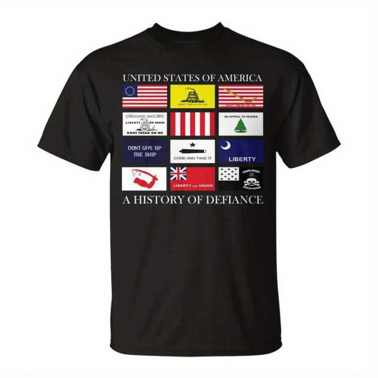 United States Of A A History Of Defiance Uni T-Shirt - 黑色6 - 查看 1