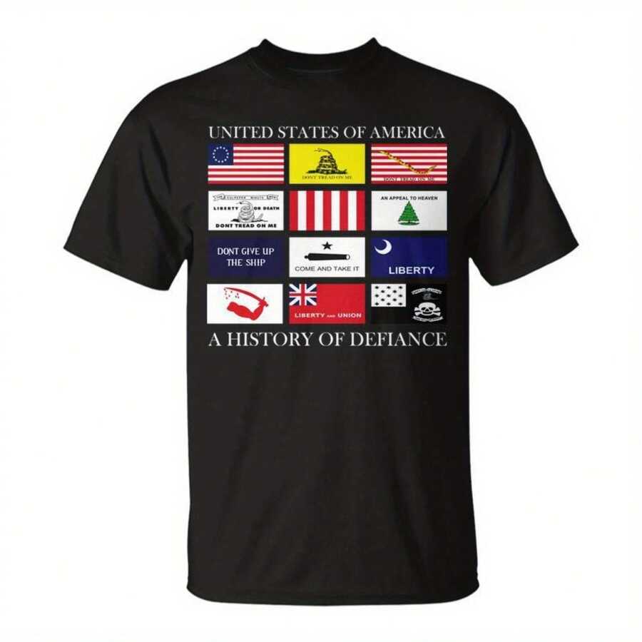 United States Of A A History Of Defiance Uni T-Shirt - Hitam 6 - View 1