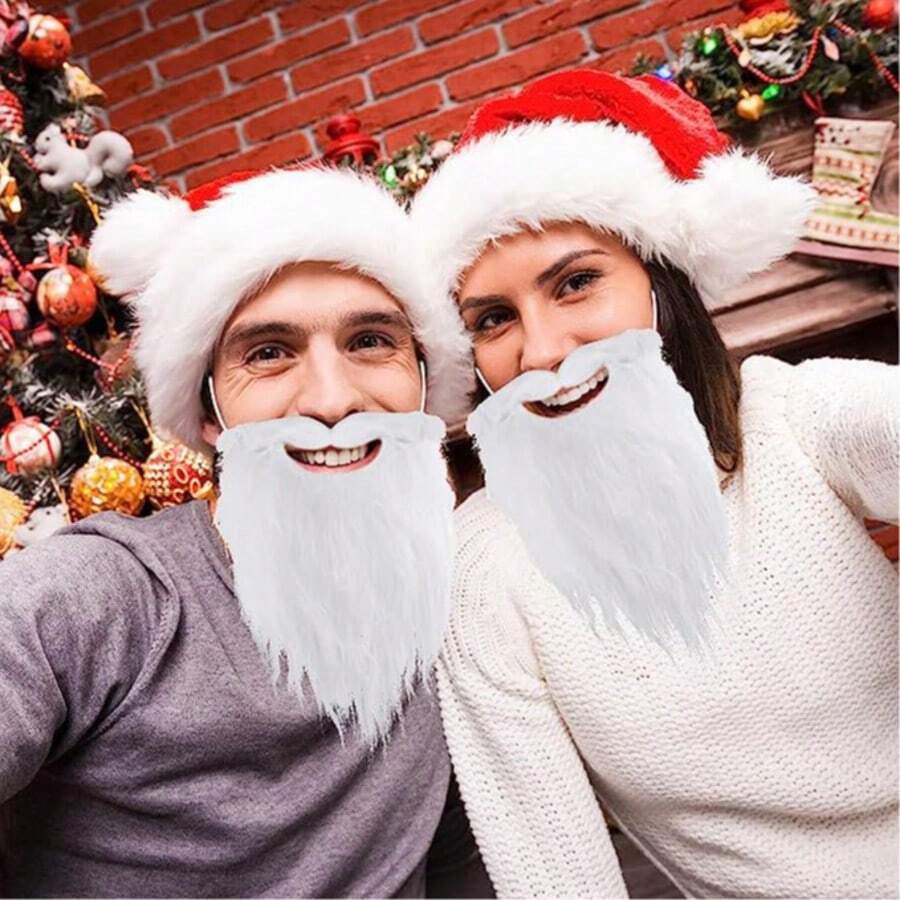 1pc Funny Santa Beard White Fake Beard Christmas Santa Claus Beard Costume For Adults Disguise Santa Claus On Christmas Party Accessories