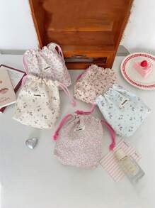 1 pezzo Borsa multifunzione con stampa floreale ditsy, borsa per fotocamera, borsa per il trucco, borsa con coulisse, borsa da viaggio, borsa per il trucco portatile, borsa per prodotti per la cura della pelle, borsa per articoli da toeletta, organizer per gioielli, organizer per rossetti, organizer per oli per le labbra, organizer per smalti, organizer per fermagli per capelli, portafoglio, elementi essenziali da viaggio, elementi essenziali per dormitorio, regali di compleanno, regali per damigelle, regali per la mamma, regali per insegnanti, regali di San Valentino