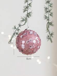 1pc 8cm Pink Foam Christmas Ball Ornament, Ins Style Christmas Tree Decor Pink Set, Glitter Girly Pink Christmas Tree Home Decoration Hanging Pendant