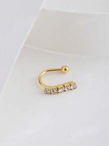 1 قطعة خاتم أنف مزيف من الفولاذ المقاوم للصدأ مطلي بالذهب والزركونيا