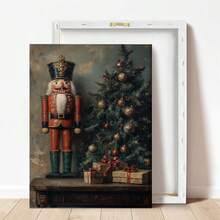 1 peça, tela para pendurar, arte de parede emoldurada, arte de parede de quebra-nozes de Natal - feriado, decorações de cenário de neve e decoração de feriado, decoração de casa de feriado, pintura a óleo de Natal, árvore de Natal, decorações de Natal - Multicolorido - Ver 4