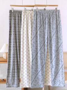 3 Pairs Plus Size Men's Thin Casual Loose Lounge Pants, Comfortable Sleepwear Pants Suitable For Outdoor Wear, Spring/Autumn