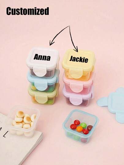 1pc Customized Multicolor Mini Snack Storage Containers, Rainbow Candy & Nuts Organizer, Kitchen Seasoning & Jam Holder, Salad Dressing Containers, Plastic Sauce Condiment Containers With Covers For Lunch Box School Supplies, Back To School, Ideal For Work School And On-The-Go Space-Saving Stylish ,Adorable, Colorful Custom,