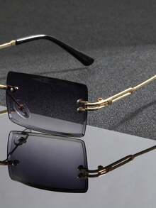 1 Herren neue randlose eckige Lässig Fashion Brillen, geeignet für Outdoor-Reisen, Strandurlaub, Radfahren, Autofahren und als ideale Geschenkwahl