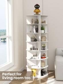 Drehbarer Schuhregal 360° drehbares Display weißer Lazy Susan-Organizer Shoe Rack, Karussell für Hüte und Handtaschen, inkl. 4 doppellagigen Schuhregalen