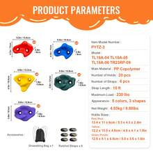 Nin Ja Tree Climbing Kit, 20 Tree Climbing Holds And 6 Ratchet Straps, Large Climbing Rocks For Kids And Adults Climber, Various Colors And Shapes, For Outdoor Nin Ja Warrior Obstacle Training - Multicolor - View 7