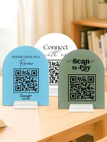 1pc Customized QR Code Sign, Personalized Business Review Sign, Customized Business Display Sign, Personalized QR Code Social Media Logo, Customized Menu Display Sign, Personalized Social Media Plaque, Business Sign, Salon Sign, Menu, Price List, Business Sign, QR Code Sign, Stylish, Simple, Unique Personalized Custom Gift - Multicolor - View 2