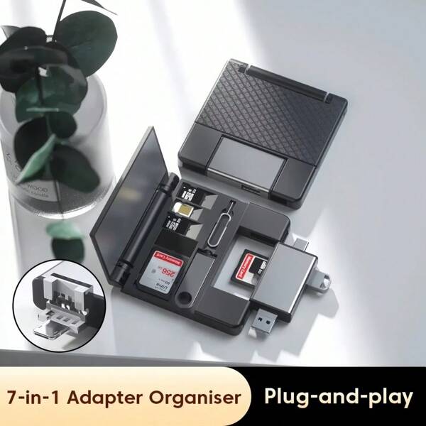 Caja de almacenamiento multifunción 7 en 1, lector de tarjetas, soporte para tarjeta SD y micro SD, adaptador OTG, adaptador USB 2.0 a Tipo-C, accesorios para teléfono, convertidor