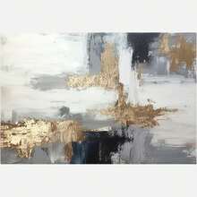 1pc 40*30cm(16*12inch) Framed An Abstract Gold Art Canvas Print, Measuring .X., Large Unframed Wall Mural, Modern Geometric Acrylic Painting Poster, Suitable For Living Room And Bedroom Decoration - 白色 - 查看 2