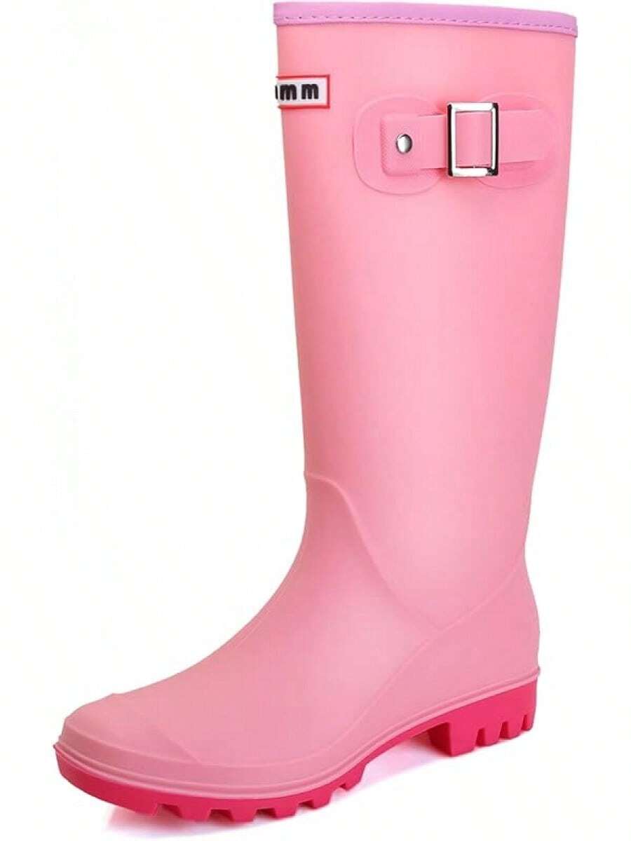 Rain Boots For Women, Waterproof Knee-High Rubber Boots, Lightweight Garden Boots Keep Warm Work Tall Fishing Boots For OutdoorChristmas - 粉色 - 查看 1