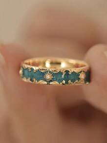 1pc 925 Sterling Silver Cute Fashion Cubic Zirconia Enamel Ring, Gift Box, Suitable For Women's Daily And Party Wear