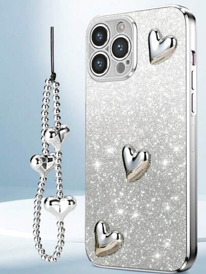 Bransoletka w kształcie serca, luksusowe grube etui ochronne na telefon z otworami chroniącymi przed kurzem, kompatybilne z Samsung Galaxy S24 Ultra/S24 Plus/S24/S23 Ultra/S23 Plus/S23/S22 Ultra/S22 Plus/S22/S21 Ultra/S21 Plus/S21 FE/S23 FE/S20 Ultra/S20 Plus/S20 FE, odpowiednie dla OPPO A5x/C1 2 3 4 5 6 7 8 9/9 8 7 6 5 4 3 2 1, odpowiednie dla OPPO A1 2 3 4 5 6 7 8 9 9 8 7 6 5 4 3 2 1