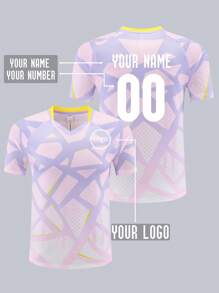 Customized Women's Football Jersey, Professional Printing Of Logo, Name And Number, Quick-Dry Breathable Sports Short Sleeve Suitable For Football Matches, Tennis And Running Training