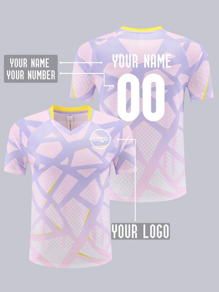 Customized Women's Football Jersey, Professional Printing Of Logo, Name And Number, Quick-Dry Breathable Sports Short Sleeve Suitable For Football Matches, Tennis And Running Training