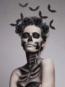 1Pc Halloween Party Headband - Black Fake Flower Cute Devil Headband, Gothic Bat, Party Dress Up Creative Spider Web Ball Headband, Ghost Festival Decoration Prop, Women's Dark Color Role Playing Accessory, Hairband For Women, Home Beauty Women Accessory Gifts, Hair Hoop - Multicolor - View 6