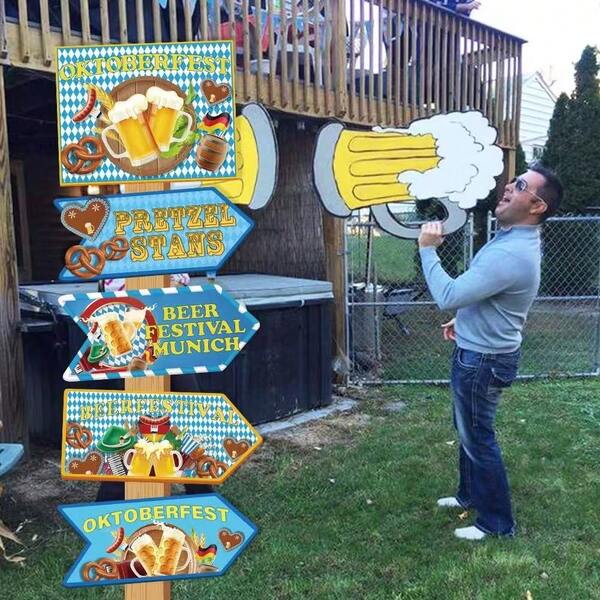 10 piezas Señales direccionales de Oktoberfest, decoración de ambiente para fiesta con temática del Festival de Múnich en Alemania
