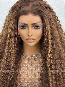 13x6 lockige Welle Perücke Highlight Farbverlauf transparente Lace Front Perücke tiefe lockige Welle Farbverlauf Perücken vorgerupft menschliches gemischtes Haar Perücke 8-34 Zoll 180% Highlight lockige Perücke vorgerupft HD transparente 4/27 honigblonde Lace Frontal Perücken mit Baby-Haar farbiges Haar für Frauen