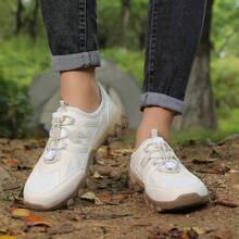 New Men's Casual Sports Shoes, Breathable Hiking Shoes, Non-Slip Durable Outdoor Shoes, Solid Color Sports Lace-Up Mesh Patchwork