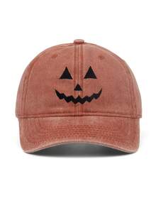 1 Pc, Unisex,Jack-O-Lantern Pumpkin Embroidered Baseball Hat, Spooky Season Embroidered Cap, Halloween Costumes Hat, Vintage Dad Cap, Halloween Gift - Multicolor - View 2