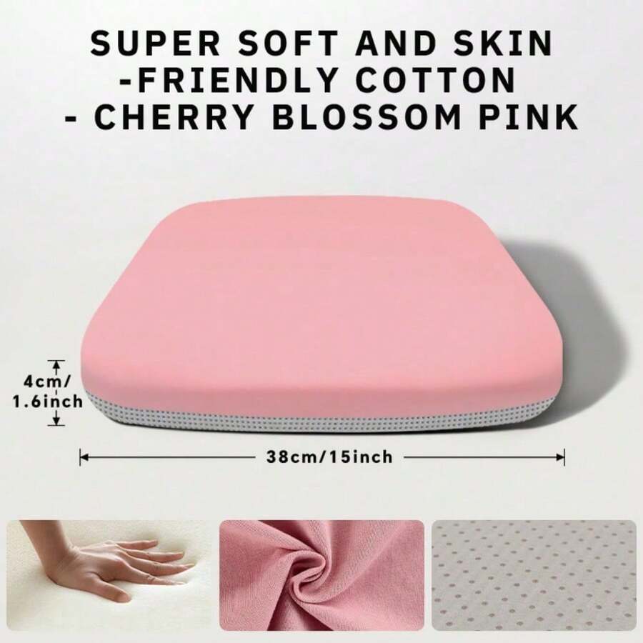 1 Piece Square Soft Cushion, Ultra-Soft Cushion, Comfortable For Long Periods Of Sitting, Office Cushion For Long Hours Of Sitting Without Fatigue, Car Seat Cushion, Home Dining Chair Cushion - 粉色 - 查看 1