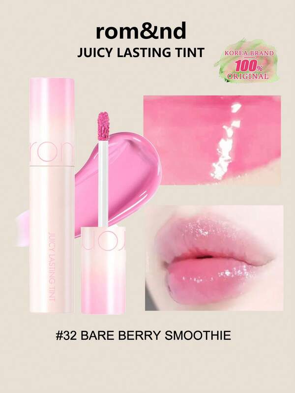Rom&nd Romand Juicy Lasting Tint 32 BARE BERRY SMOOTHIE, 5.5g / 0.2 Oz, Romand Liquid Lipstick, Juicy & Glossy Finish, Korean Lip Gloss, Long-Lasting, MLBB, Moisturizing, Highly-Pigmented, Clear & Natural Makeup, Lip Tint Daily, K-Beauty,GIFT