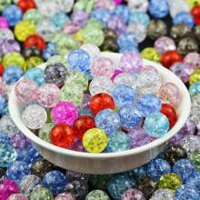 6/8/10/12/16mm Rainbow Acrylic Beads, Mixed Color Round Beads UV, Cracked Beads, Crackle Round Beads - Multiple Color Options, Round Hole Loose Beads Suitable For DIY Jewelry Making Bracelets Necklaces Or Craft Pen Decorations