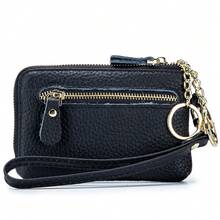 Women's Leather Rfid Coin Purse Small Change Purse Card Holder Keychain Wallet Pouch Wristlet Handbag - Green - View 3