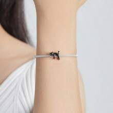 WOSTU WOSTU 1 buc 925 Sterling Silver Cat Beads Cat Black Cat Drăguț Kitty Animals Pendant Pink Heart Shape CZ Charms Pentru Brățară DIY Colier Fine Jewelry Accessories