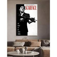 1 幅阿尔·帕西诺和托尼·蒙塔纳经典海报帆布墙艺术画适用于现代家居客厅装饰画无框 - 棕色 - 查看 6