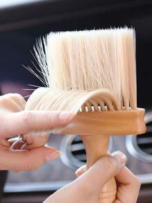 1pc Solid Wood Window Cleaning Brush Car Interior Cleaning Tool Air Conditioning Outlet Cleaning Brush Car Wash Brush Car Interior Gap Dust Removal Solid Wood Brush Car Window Gap Cleaning Brush Multifunctional Cleaning Tool, Gap Cleaning Brush, Groove Cleaning, For Windows, Bathroom, Kitchen, Car Wash Corner Cleaning, Give Mom, Give Dad A Perfect Gift - Apricot - View 4