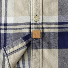 Mens Flannel Shirts Long Sleeve Flannel Shirt For Men Warm Casual Soft Cotton Button Down Plaid Mens Flannel Shirt - 奶油色和海軍藍 - 查看 4