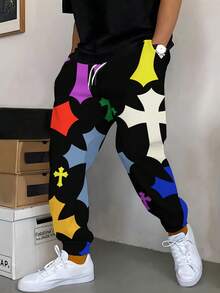 Pantaloni casual da uomo alla moda con stampa 3D, con laccetto elastico e tasche, novità e stile, autunnali