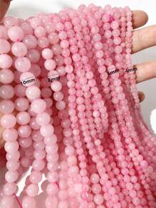 4 毫米、6 毫米、8 毫米、10 毫米天然玫瑰石英散珠，适合 DIY 珠宝制作、手链、项链