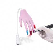 Mano de práctica de uñas acrílicas - Mano de práctica de uñas de silicona, versión mejorada con placas de uñas que nunca se caen, mano de práctica de uñas falsas, modelo de práctica flexible, viene con 50 placas de uñas. Los dedos nunca se rompen - Los dedos tienen huesos de aluminio de 3,2 mm en su interior, conectados a través de todo el dedo, lo que permite que los dedos se doblen en varios ángulos. - Morado - Ver 7