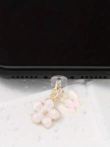 1 件时尚粉色花卉字母手机防尘塞，精致 A-Z 字母金属挂件，适合作为女性生日礼物，兼容 Lightning（5-14）/ Type-C 接口 - 粉色 - 查看 23