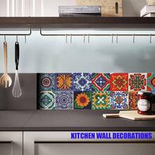 24Pcs Tile Stickers 5.9x5.9 Inch Bohemian Style Peel And Stick Tile Stickers Detachable DIY Wall Decals, Wallpaper For Kitchen Backsplash Wall Furniture Staircase 6x6in - 白色 - 查看 5
