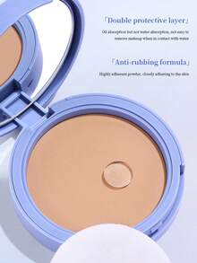 Life Girls 1 pieza Polvo compacto mate de control de aceite, de larga duración, sin manchas, ligero y transpirable, con borla, crea un aspecto de maquillaje natural, polvo portátil para retoques - Multicolor - Ver 2
