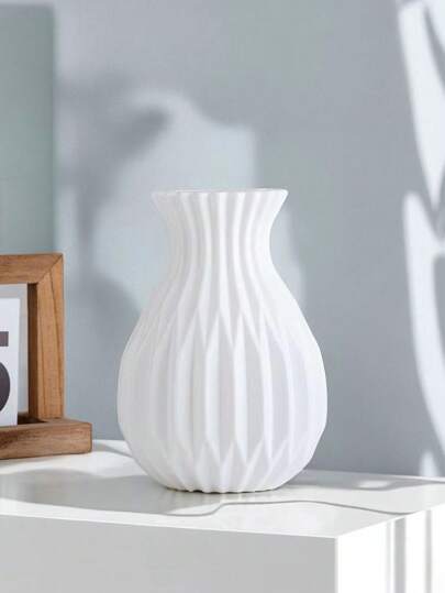 1Pc Moderne Plastic Flower Vase, Unbreakable Wit Vase Pampas Grass, Nordic Minimalist Home Aesthetic Room Living Room, Office, Bedroom Centerpiece Tafel ation, Perfect Halloween Glass