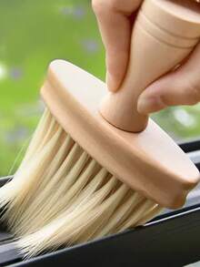 1pc Solid Wood Window Cleaning Brush Car Interior Cleaning Tool Air Conditioning Outlet Cleaning Brush Car Wash Brush Car Interior Gap Dust Removal Solid Wood Brush Car Window Gap Cleaning Brush Multifunctional Cleaning Tool, Gap Cleaning Brush, Groove Cleaning, For Windows, Bathroom, Kitchen, Car Wash Corner Cleaning, Give Mom, Give Dad A Perfect Gift - Apricot - View 2