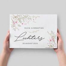 1pc 38-Page Personalized Wedding Guest Book, Simple Elegant White Flower Wedding Message Book Album, Wedding Decor & Gift Exquisite, Stylish, Contracted, Modern Custom, Personalized, Unique Ideal Gifts For Him Her, Boyfriend, Girlfriend, Dad, Mom, Family, Friends For Anniversaries, For Valentine's Day, For Mother's Day, For Birthdays, For Children's Day, For Father's Day, For Graduation, For Weddings, For Housewarming Living Room, Office, Tea Room, Home, Garden, Christmas,Xmas Decoration