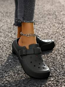 Women's Solid Color Fashion Casual Hollow Clogs, Garden Shoes For Vacation, Home, Outdoor, Versatile Thick Sole Sandals, Spring/Summer/Autumn