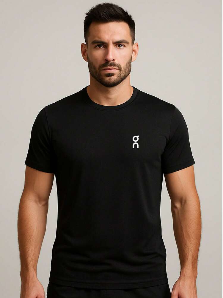 Men's Dry Fit T-Shirt Lightweight Breathable Fabric Various Colors Highest Quality - 黑色 - 查看 2