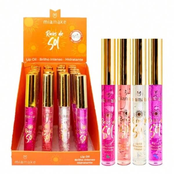 Box c/ 24 Lip Oil Gloss Hidratante Raios de Sol Mia Make Festa Junina