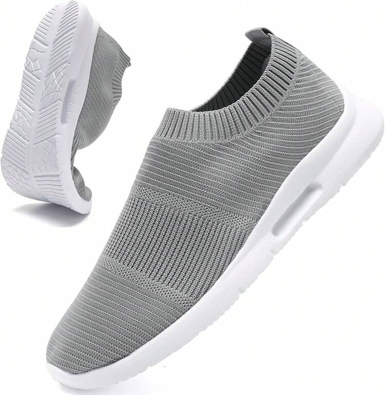 Mens Slip On Shoes Tennis Sports Sneakers Lightweight Casual Dress Summer Beach Slippers-2025 - 灰色 - 查看 1